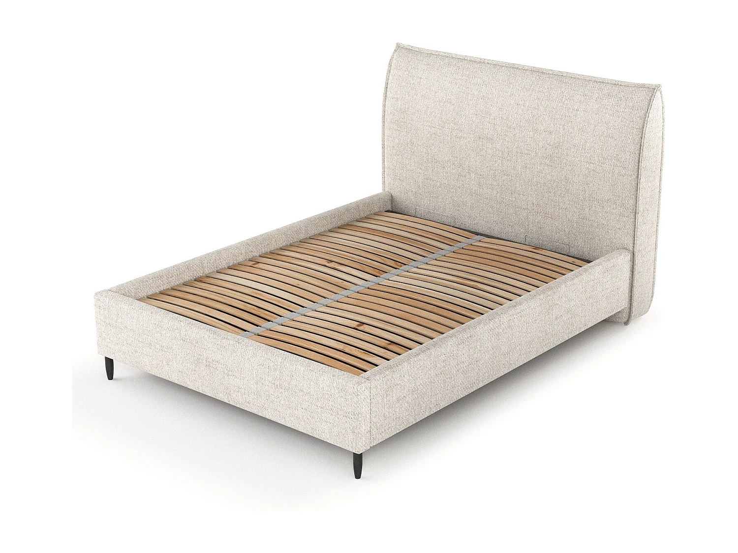 Lit capitonné Shell - 120 x 200 cm - toile tissée - creme