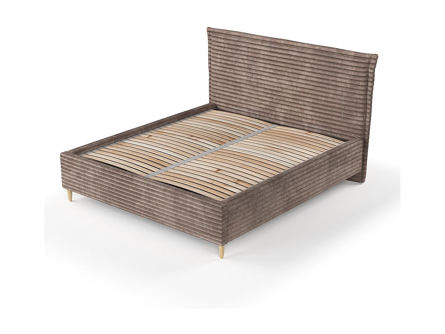 Polsterbett Cape Cod - 140 x 200 cm - Samtstoff - braun