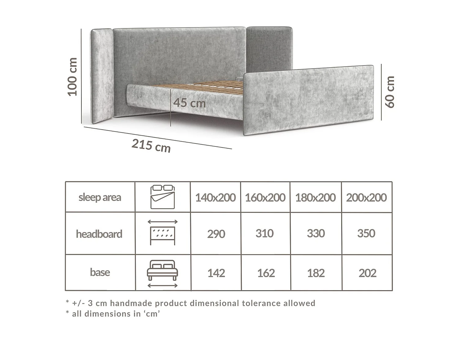 Polsterbett Tokyo - 200 x 200 cm - Chenille-Stoff - beige