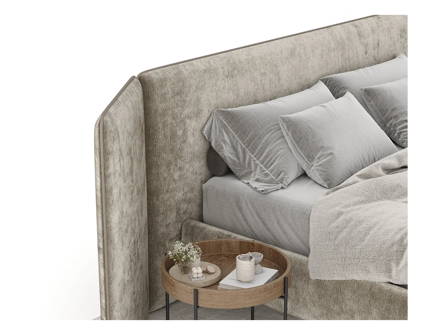 Łóżko tapicerowane Tokyo - 200 x 200 cm - szenil - beżowy