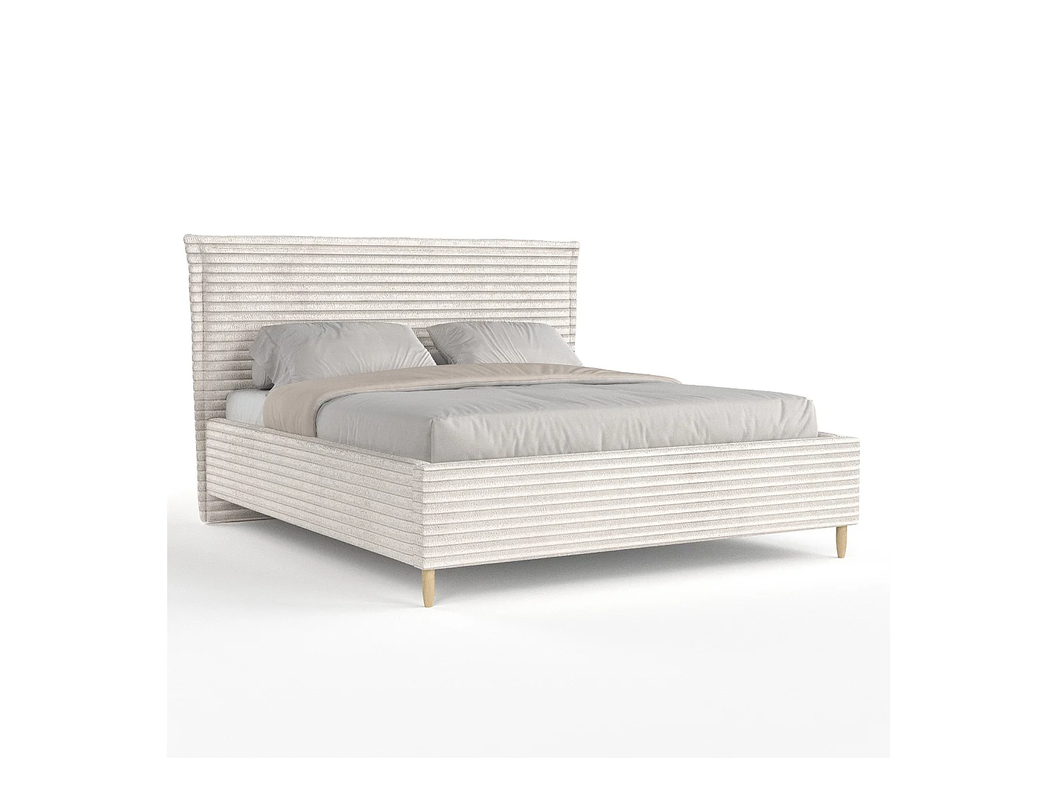 Lit coffre Cape Cod - 160 x 200 cm - velours - creme