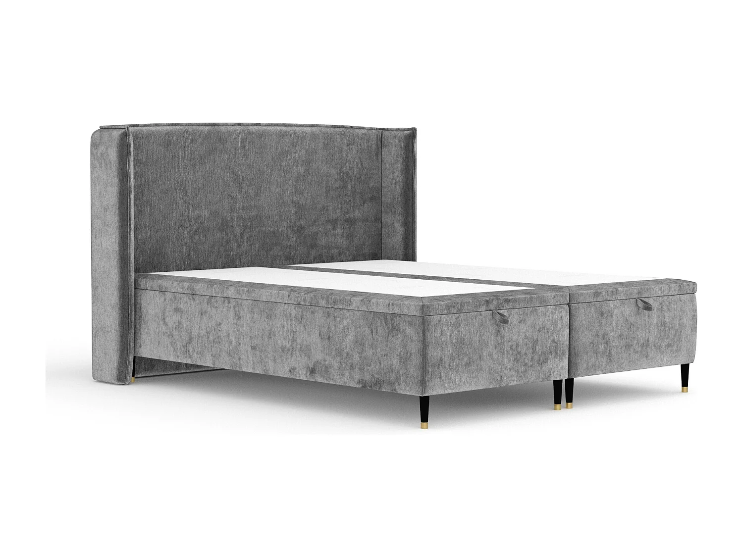 Lit coffre en tissu chenille Ritual - 180 x 200 cm - gris