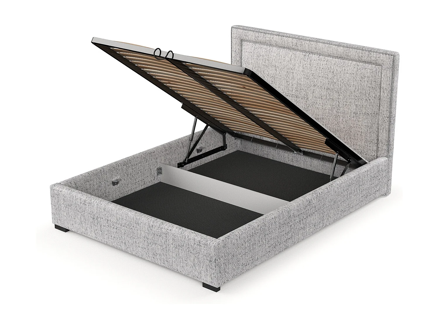 Polsterbett Como - 160 x 200 cm - Webstoff - hellgrau