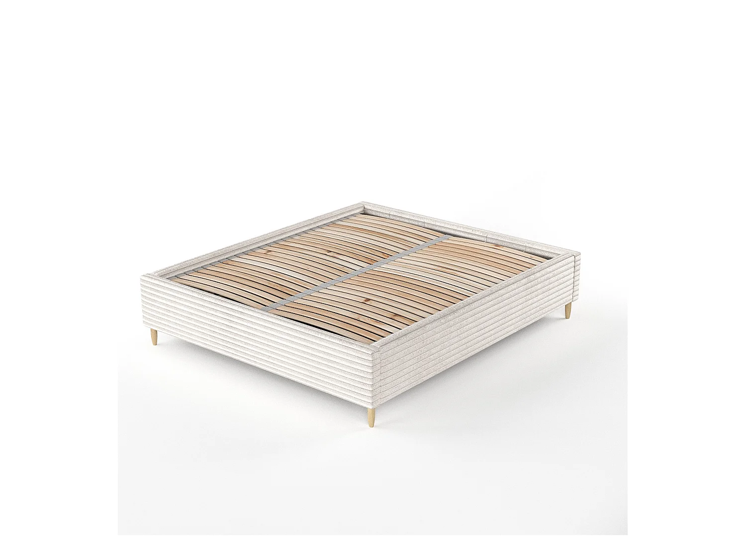 Polsterbett Larch - 120 x 200 cm - Samtstoff - creme