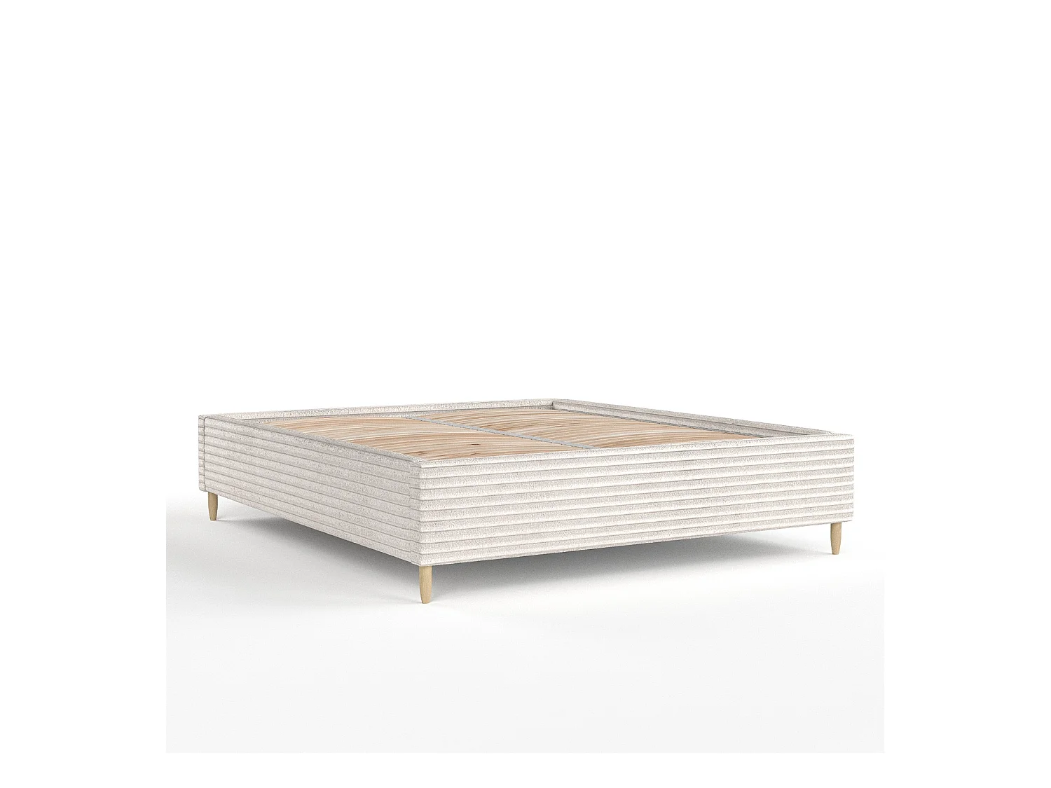 Polsterbett Larch - 120 x 200 cm - Samtstoff - creme