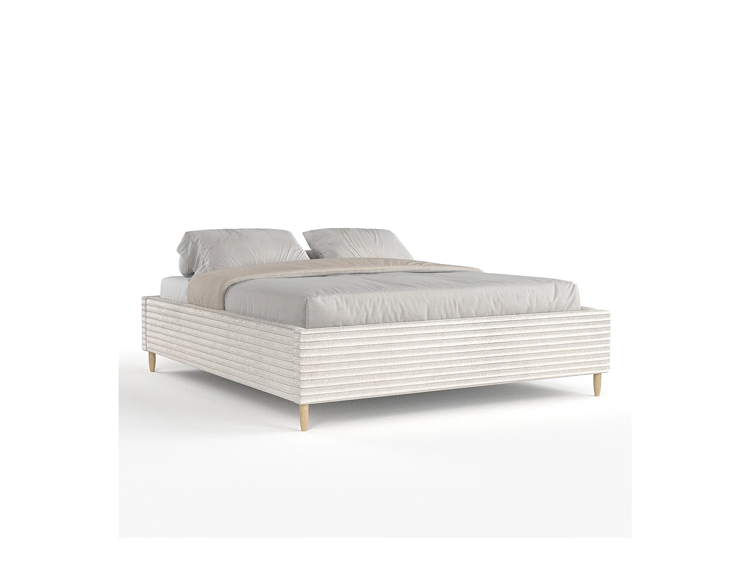 Polsterbett Larch - 120 x 200 cm - Samtstoff - creme