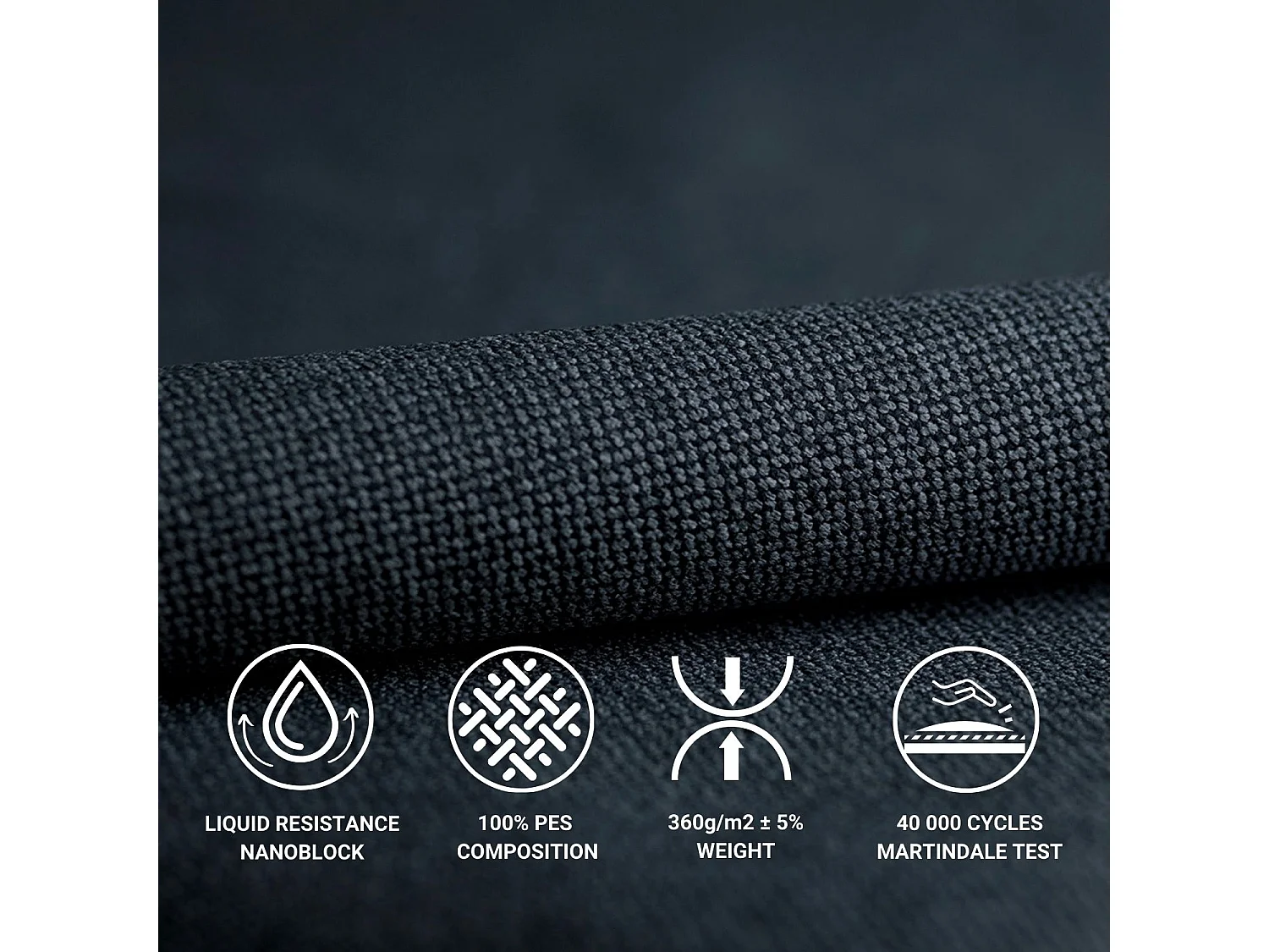 Lit coffre Livy - 180 x 200 cm - toile tissée - bleu marine