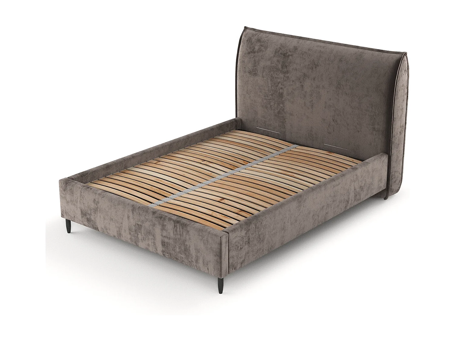 Polsterbett Shell - 140 x 200 cm - Chenille-Stoff - braun