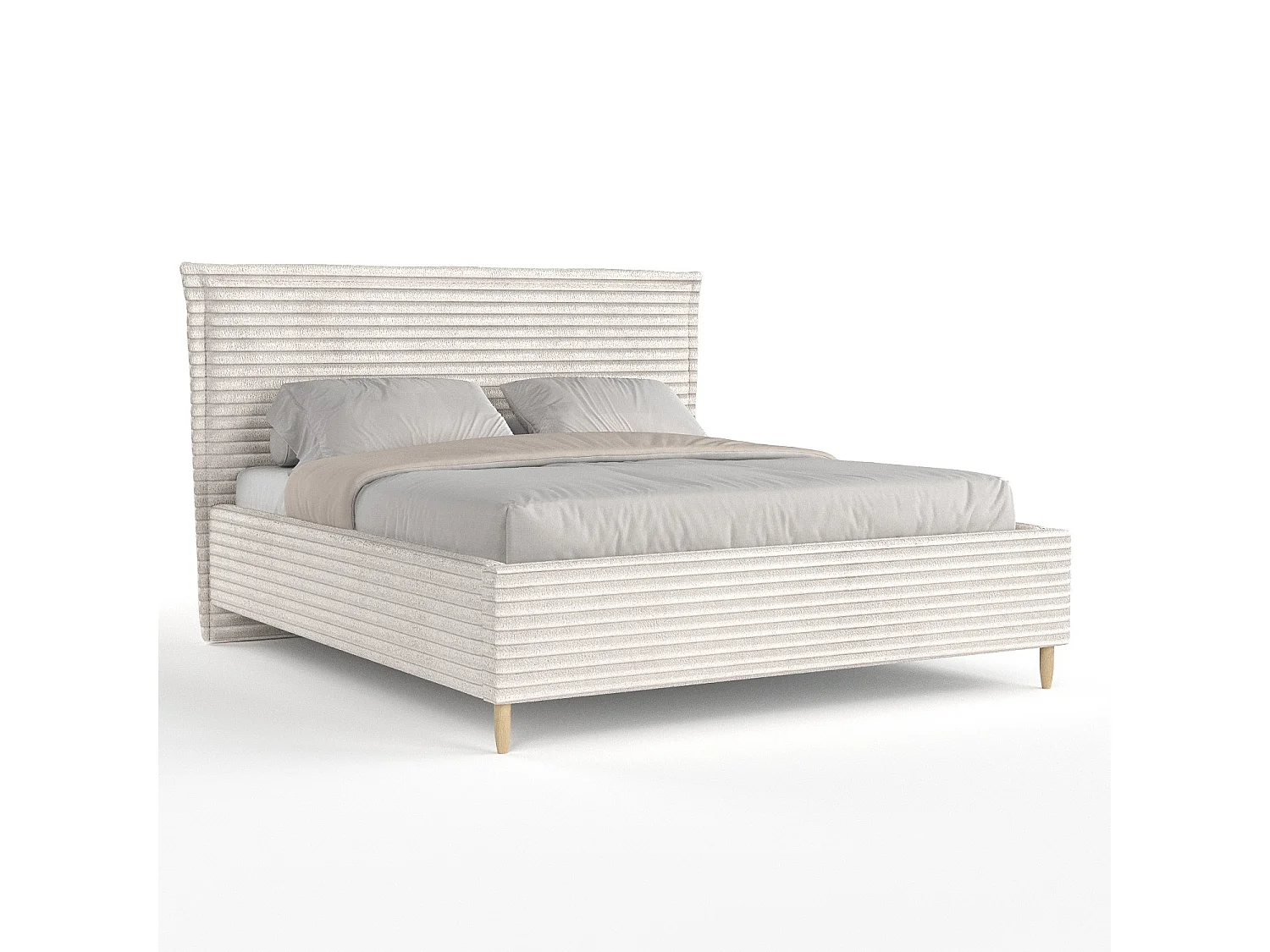 Lit coffre Cape Cod - 140 x 200 cm - velours - creme