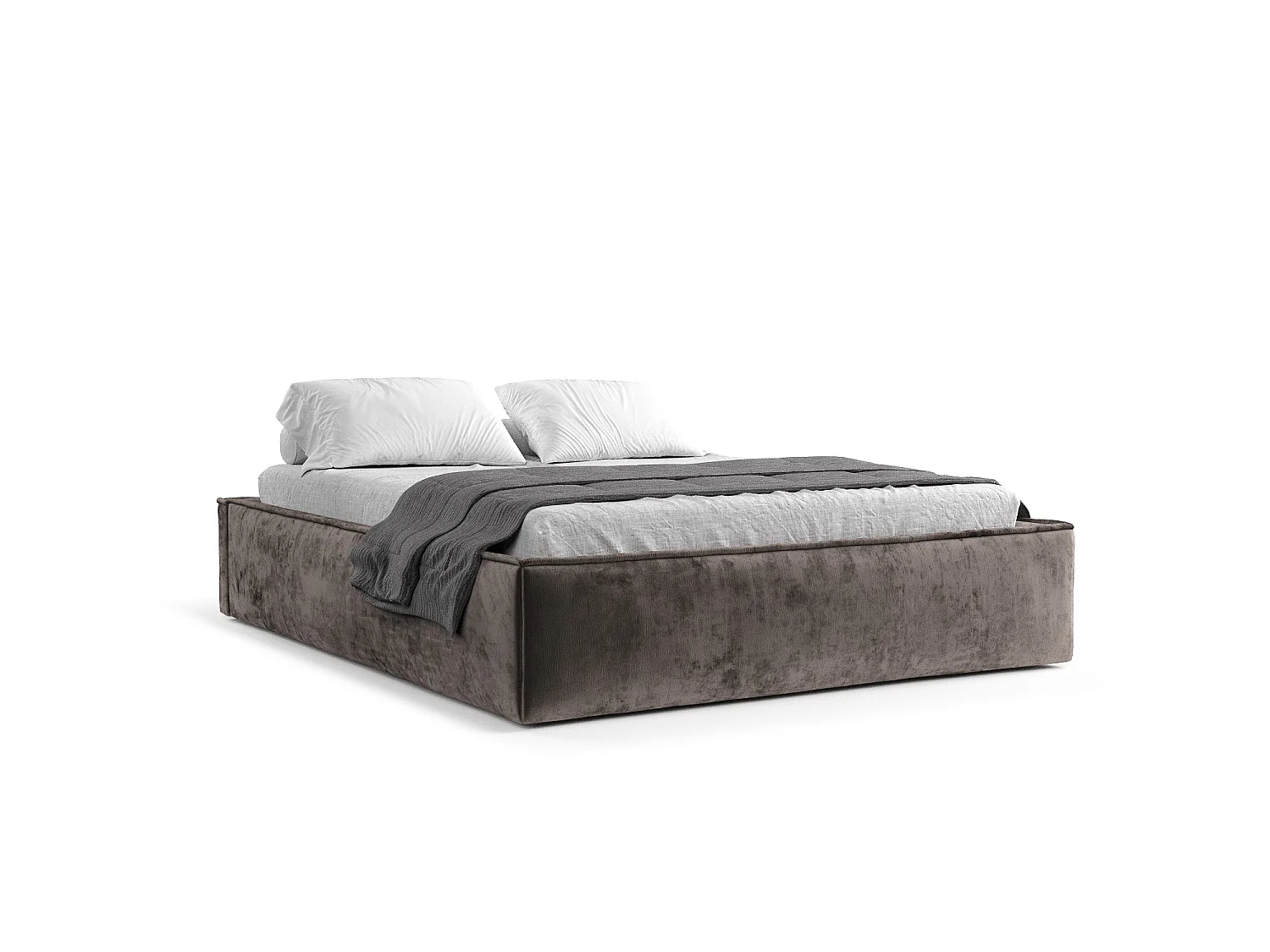 Lit coffre Alvar - 140 x 200 cm - chenille - brun