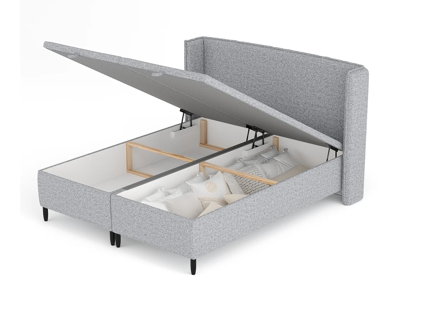 Lit coffre en toile tissée Ritual - 140 x 200 cm - gris