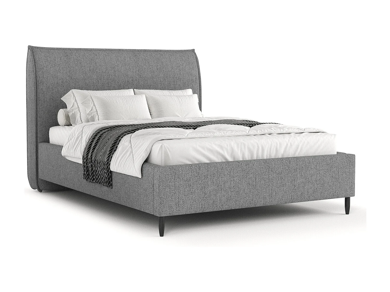 Polsterbett Shell - 140 x 200 cm - Webstoff - grau