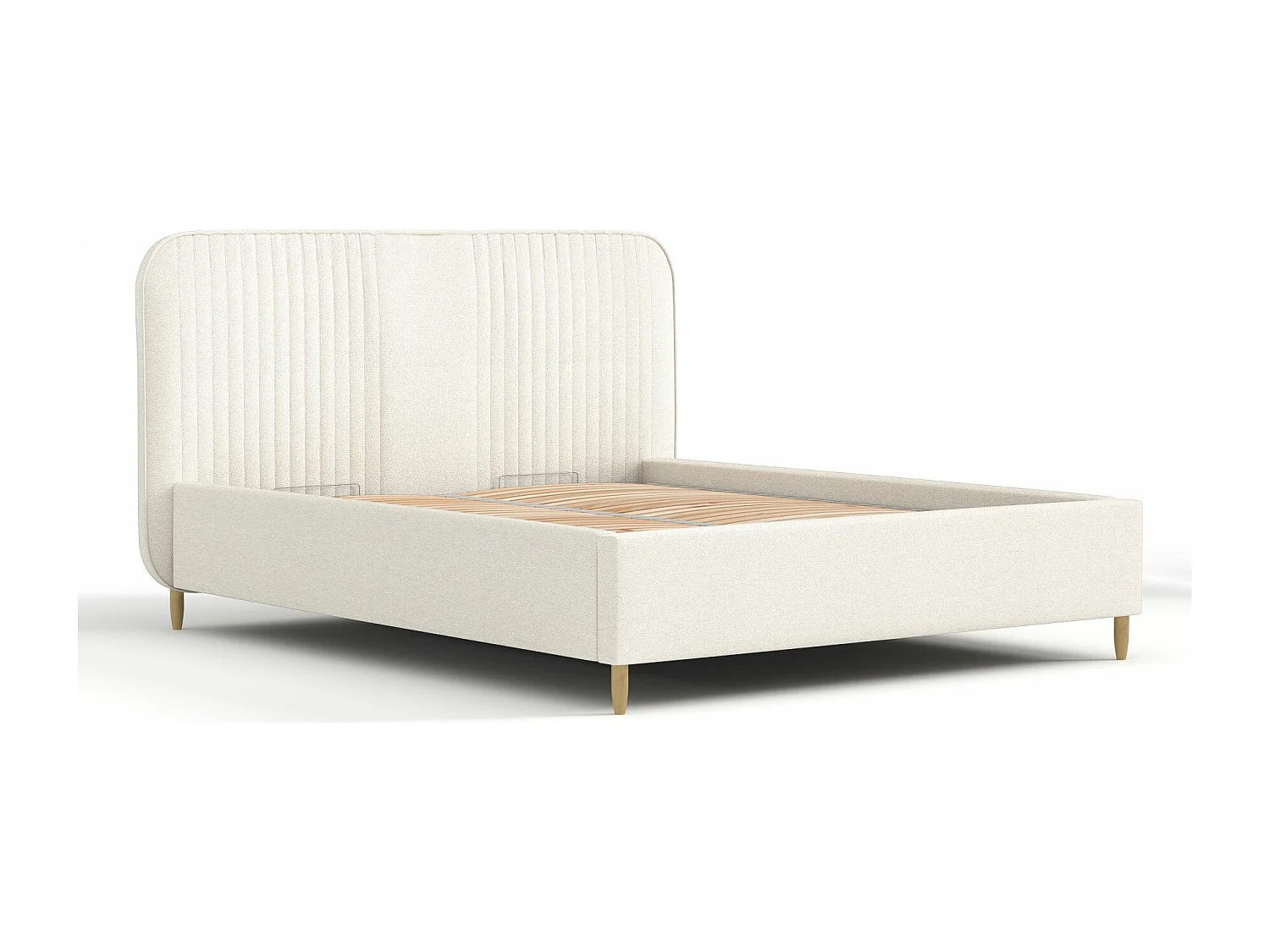 Lit coffre Livy - 180 x 200 cm - toile tissée - crème