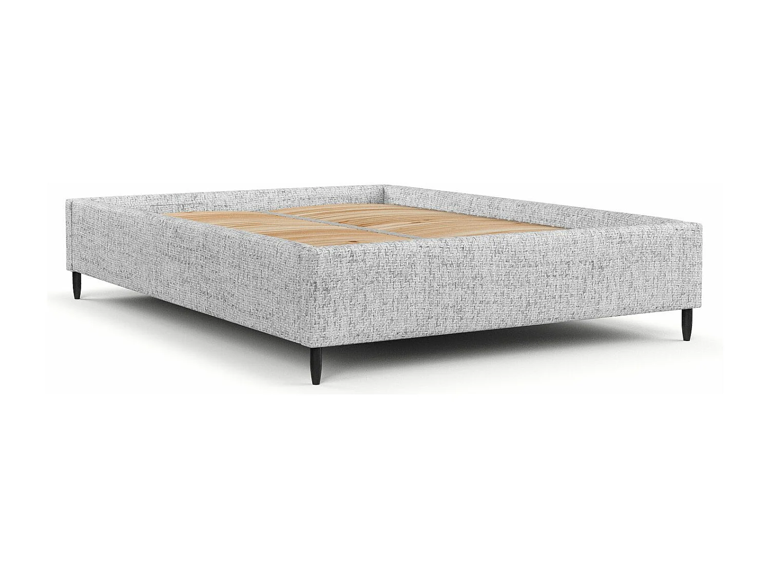 Lit capitonné Larch - 180 x 200 cm - toile tissée - gris clair