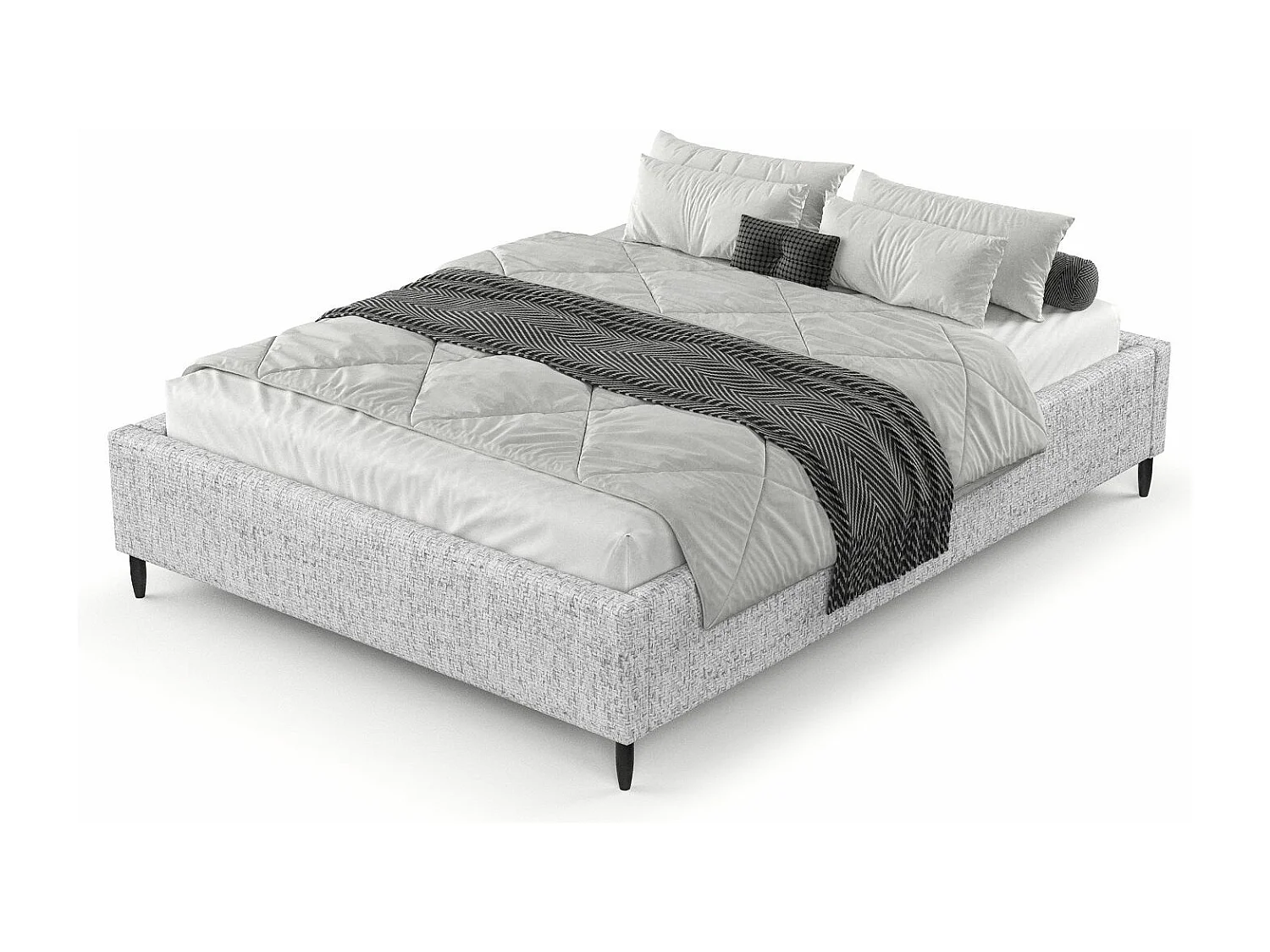 Lit capitonné Larch - 180 x 200 cm - toile tissée - gris clair