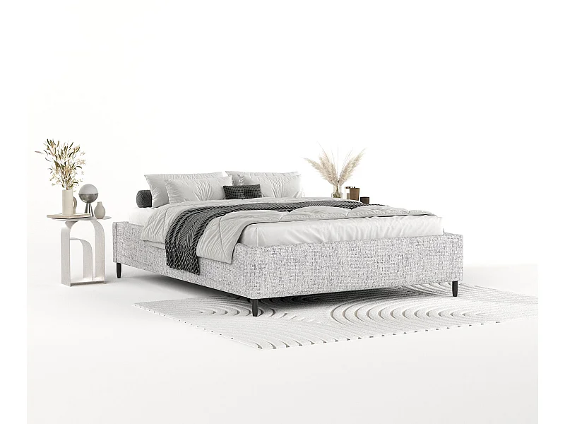 Polsterbett Larch - 180 x 200 cm - Webstoff - hellgrau