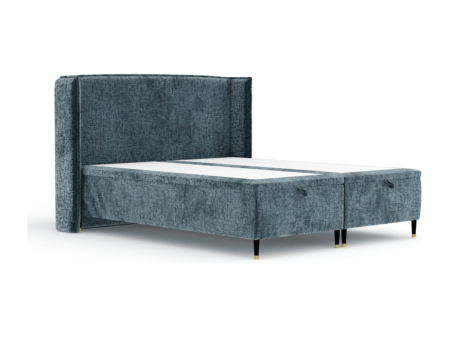 Lit coffre en tissu chenille Ritual - 160 x 200 cm - bleu