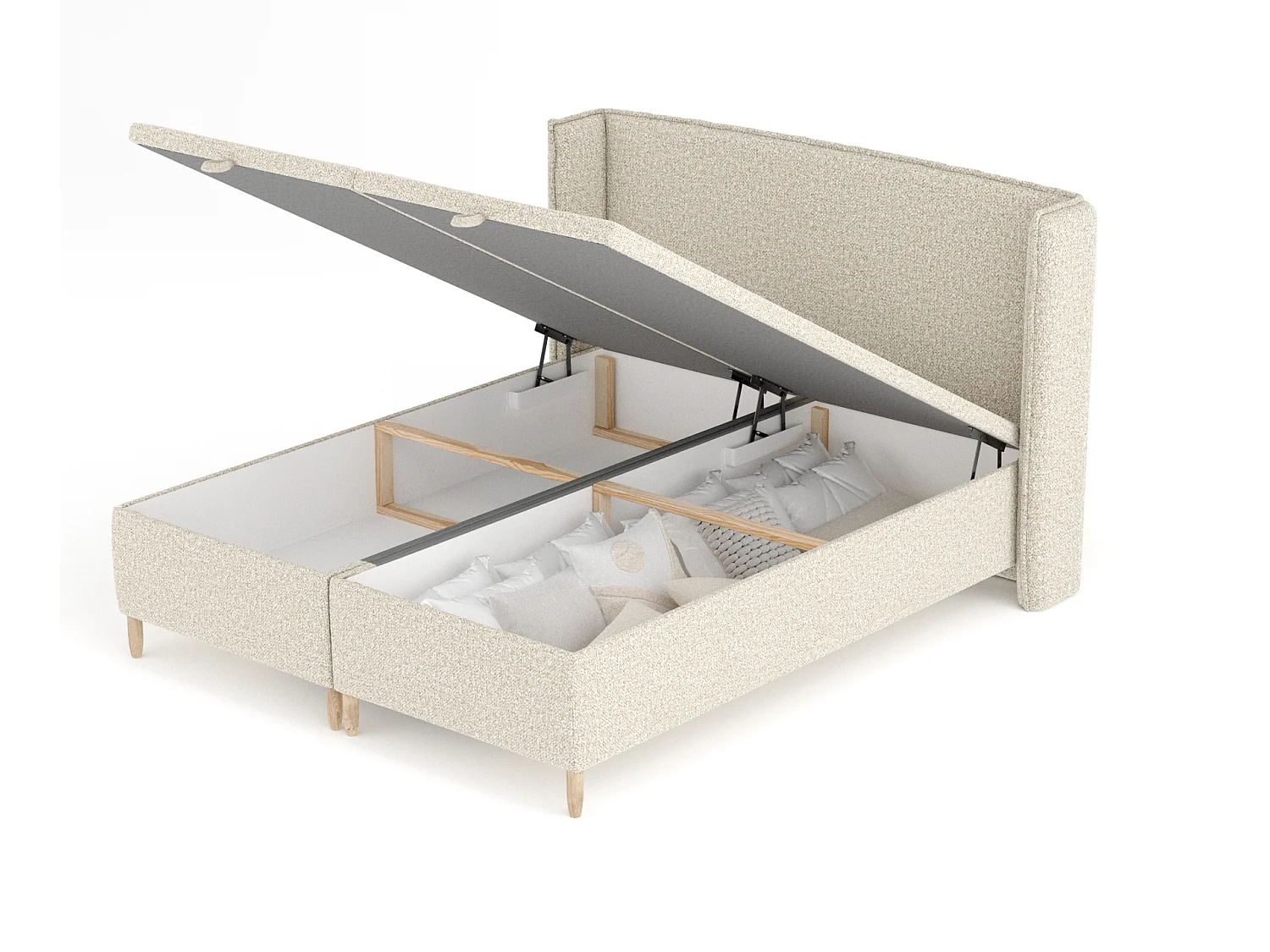 Łóżko tapicerowane w tkaninie boucle Ritual - 160 x 200 cm - beżowy