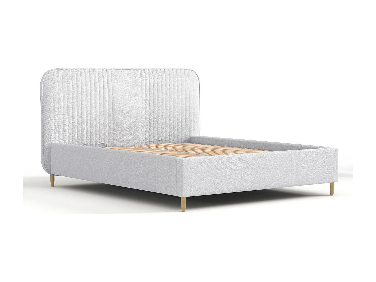 Lit coffre Livy - 140 x 200 cm - toile tissée - gris clair