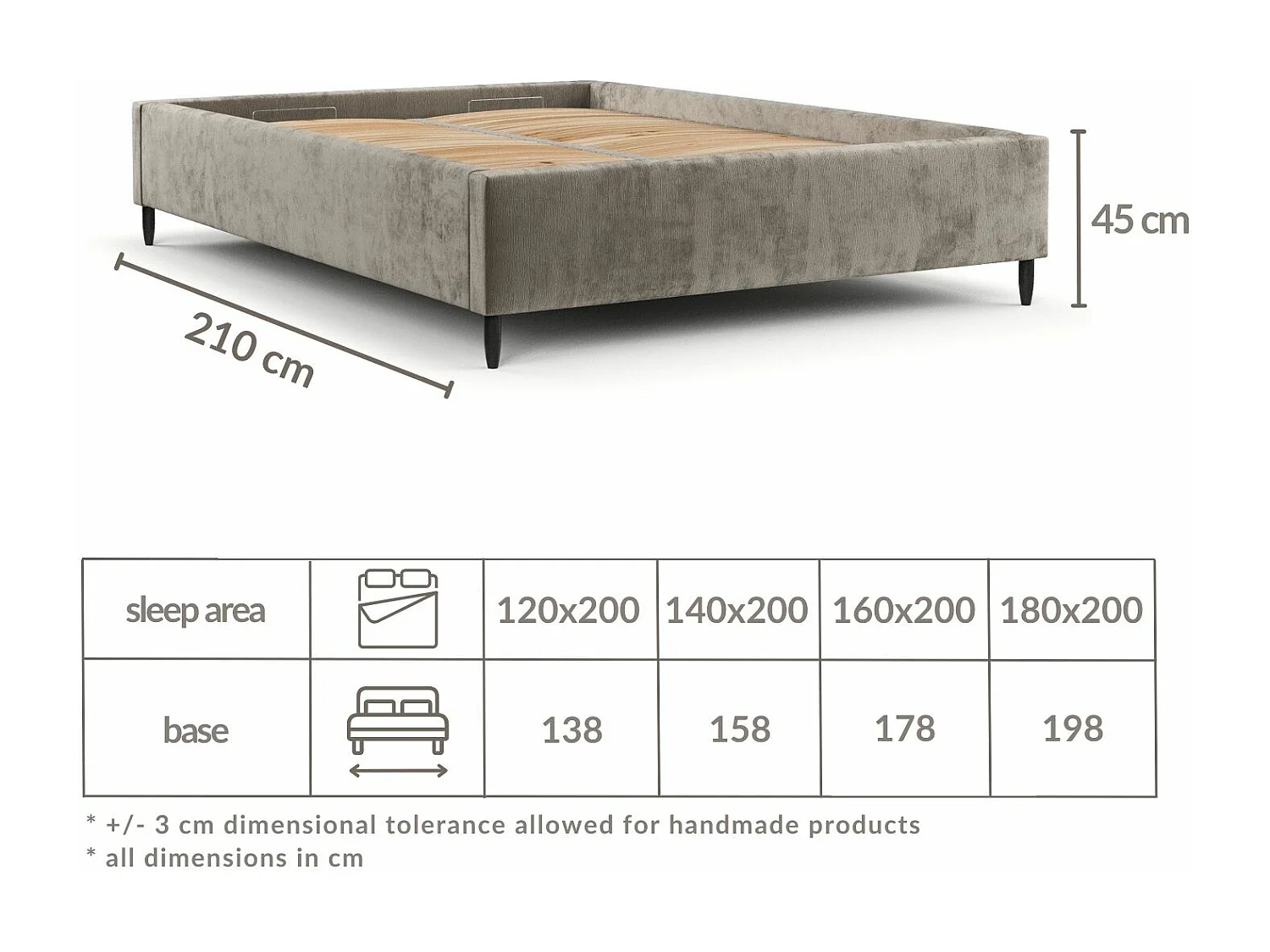 Polsterbett Larch - 120 x 200 cm - Chenille-Stoff - beige