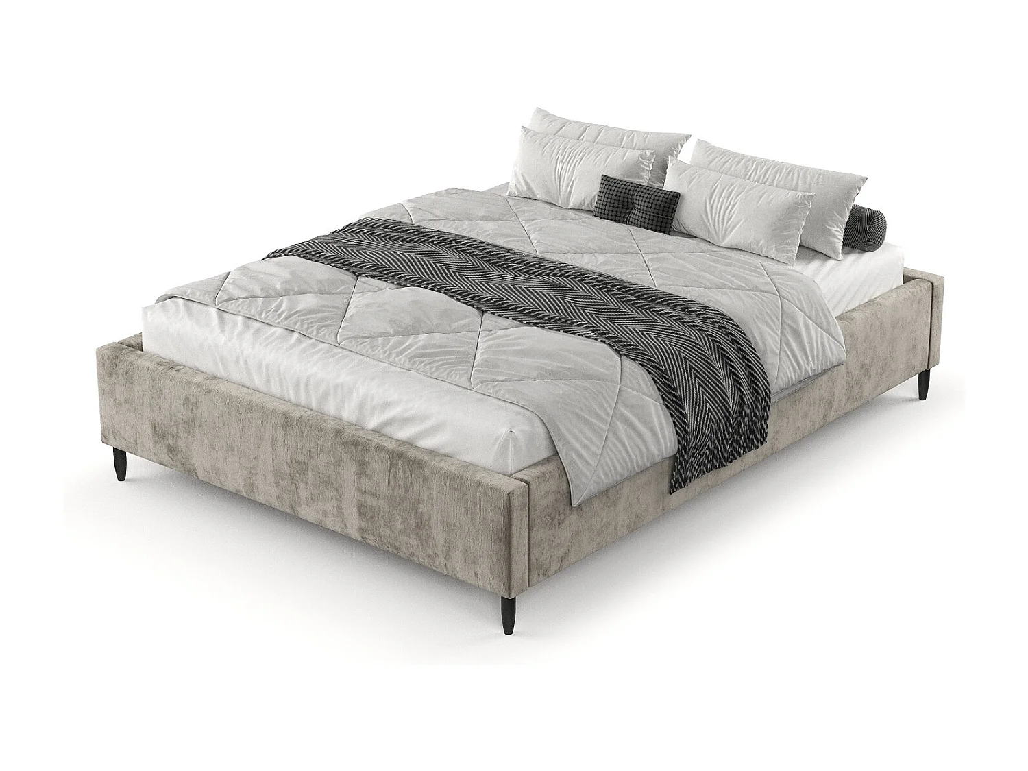 Polsterbett Larch - 120 x 200 cm - Chenille-Stoff - beige