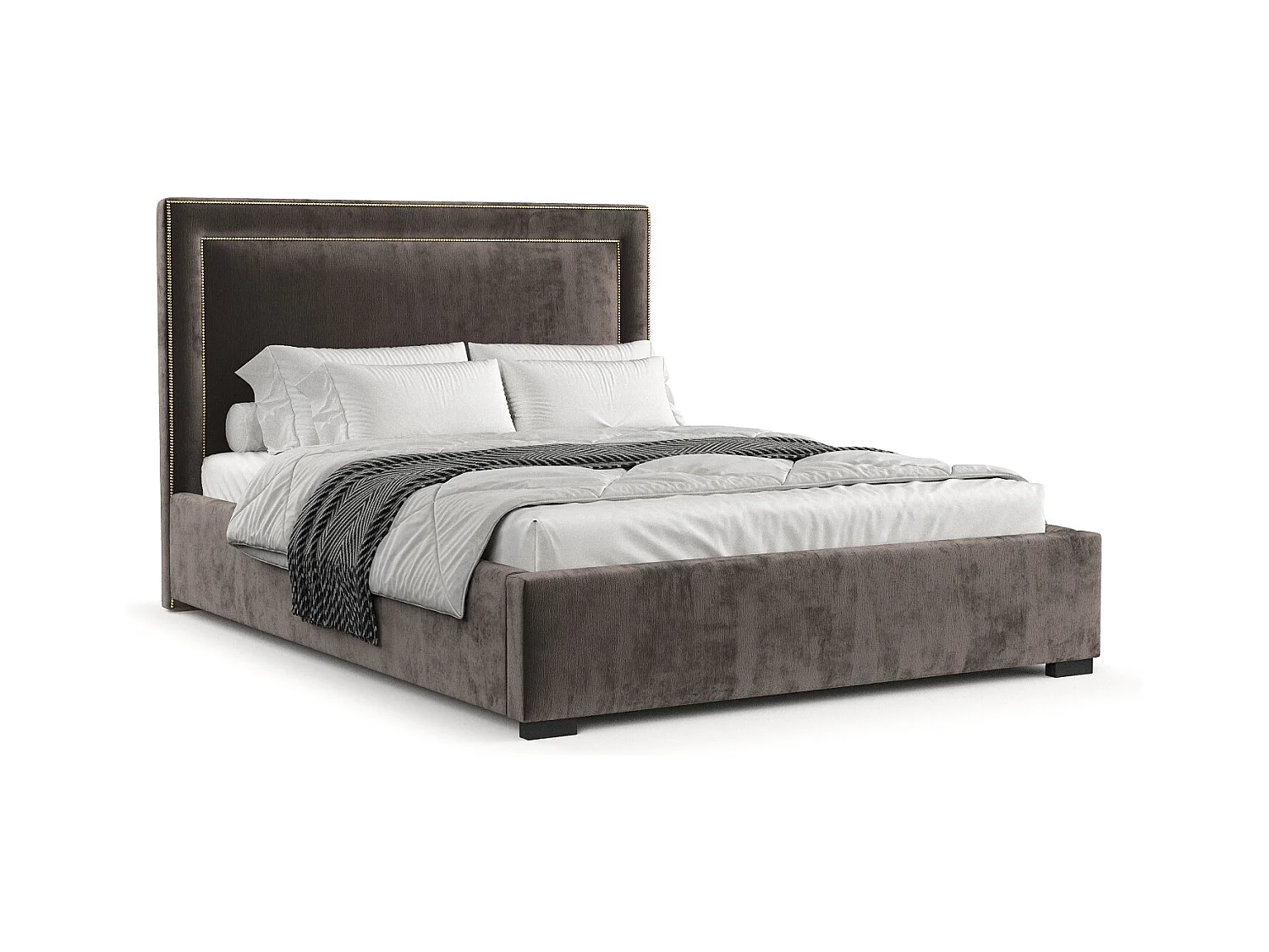 Lit coffre Como - 180 x 200 cm - chenille - brun