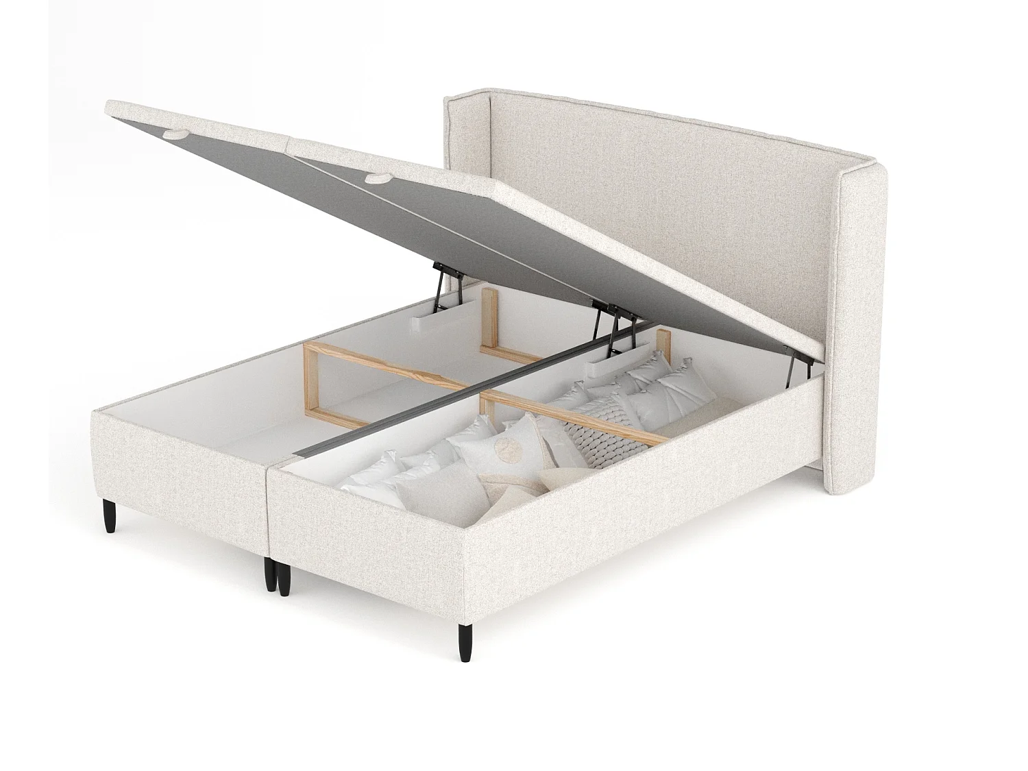 Lit coffre en toile tissée Ritual - 180 x 200 cm - beige