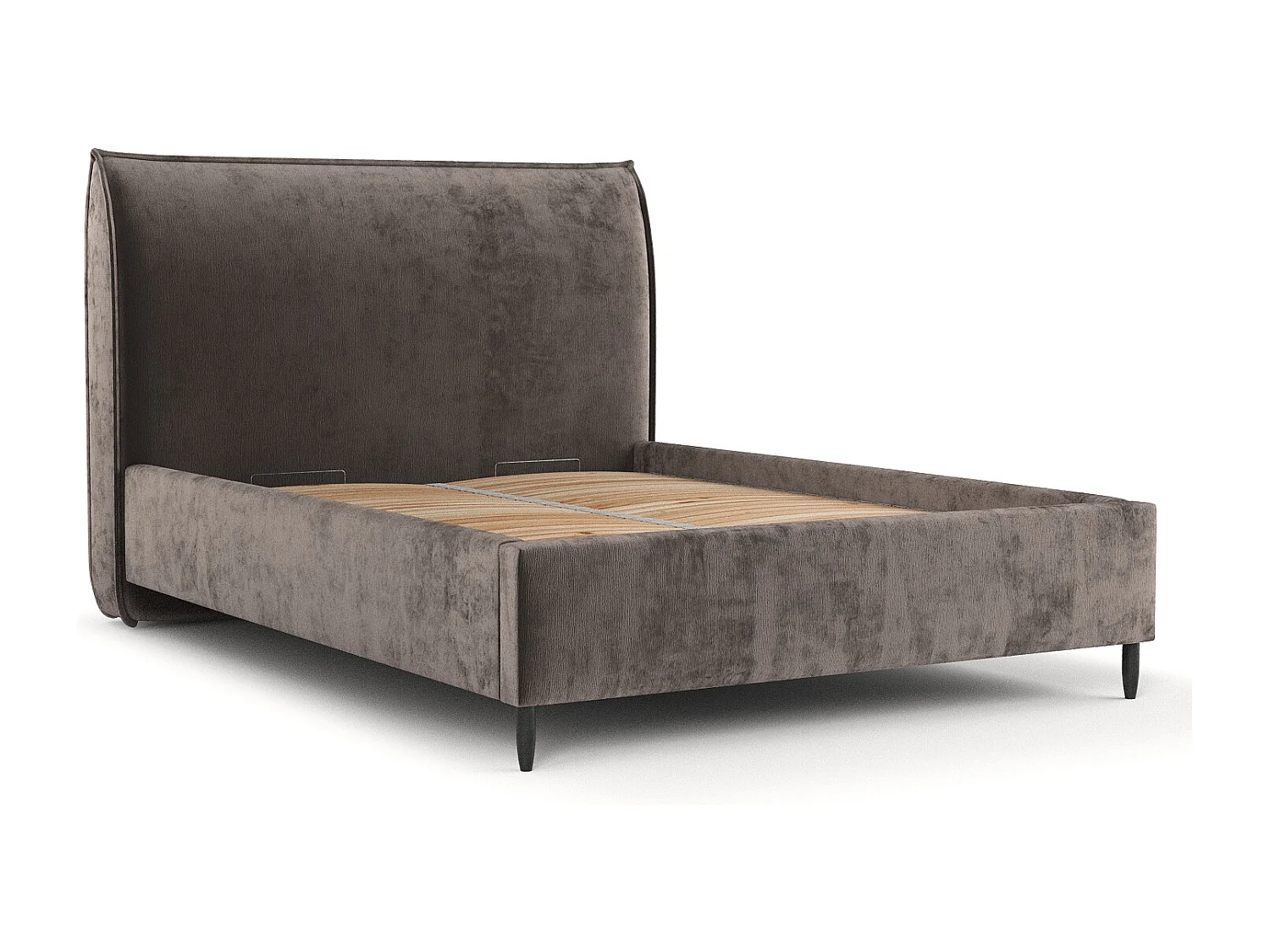 Polsterbett Shell - 120 x 200 cm - Chenille-Stoff - braun