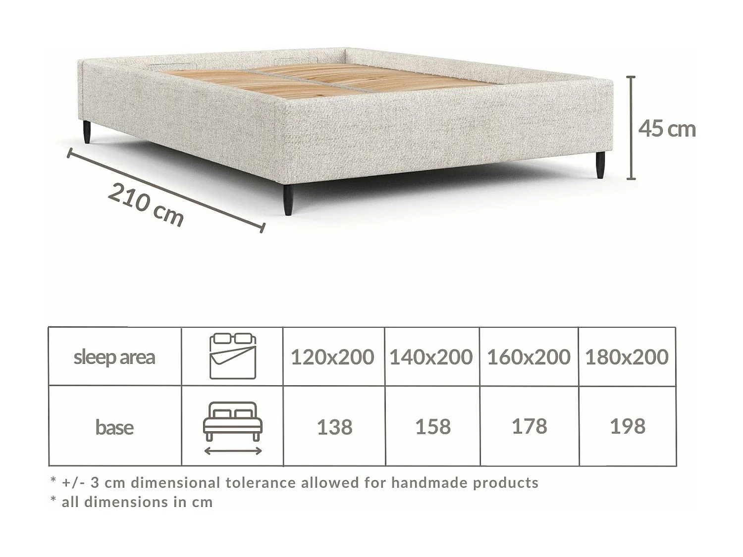 Polsterbett Larch - 120 x 200 cm - Webstoff - braun
