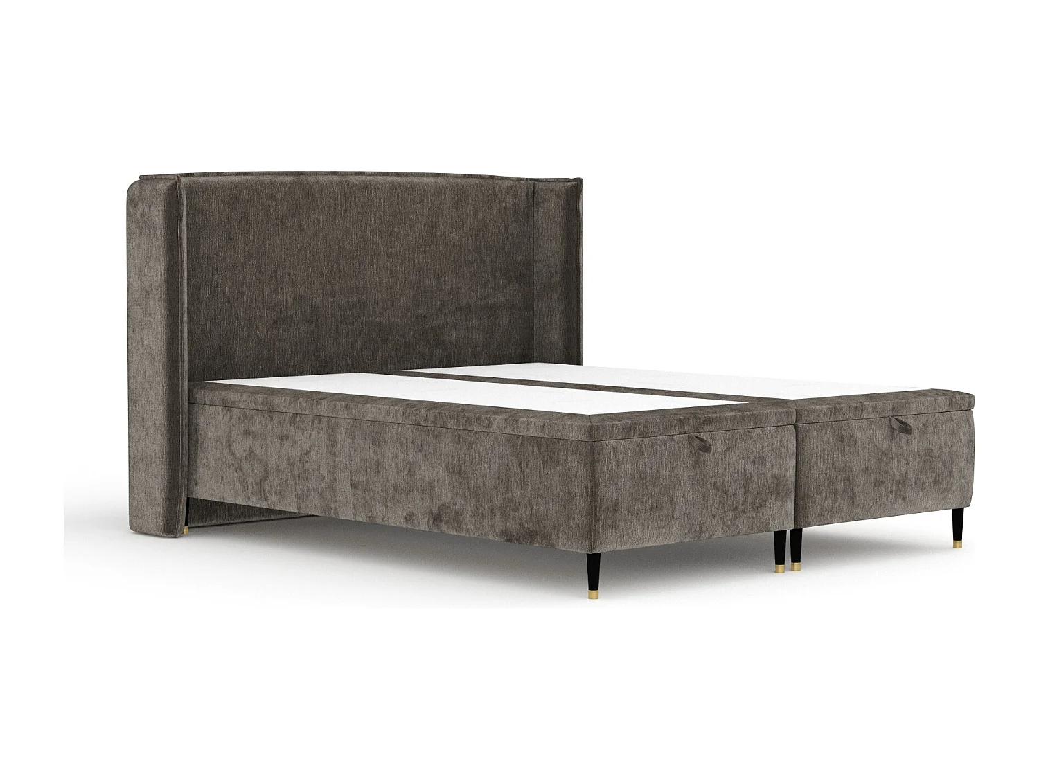 Polsterbett aus Chenille-Stoff Ritual - 180 x 200 cm - braun