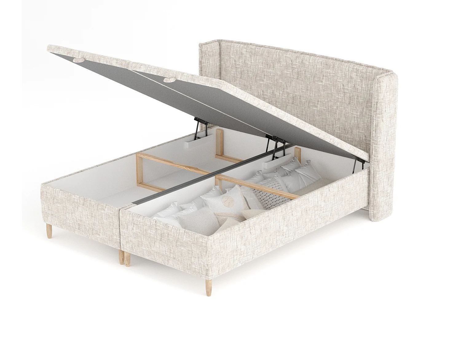 Lit coffre en toile tissée Ritual - 200 x 200 cm - creme