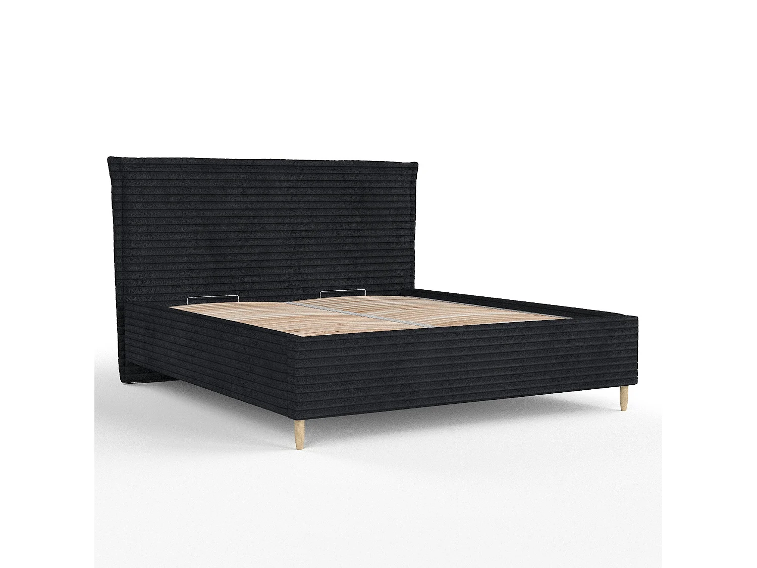 Polsterbett Cape Cod - 160 x 200 cm - Samtstoff - schwarz