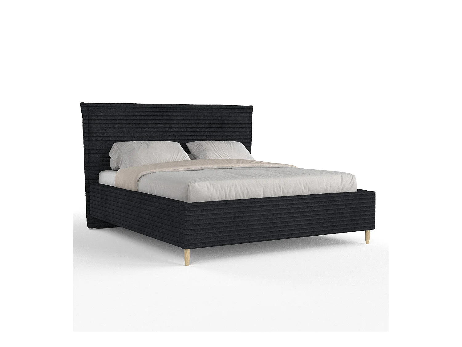 Lit coffre Cape Cod - 160 x 200 cm - velours - noir