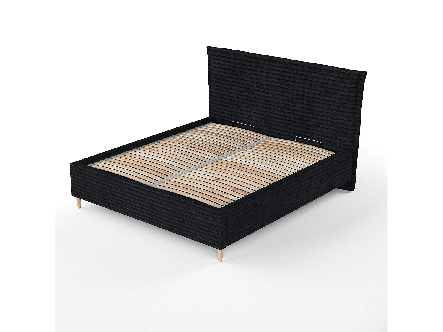 Polsterbett Cape Cod - 160 x 200 cm - Samtstoff - schwarz