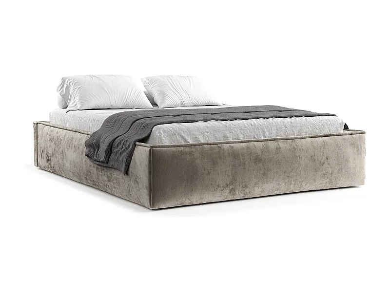 Lit coffre Alvar - 200 x 200 cm - chenille - beige