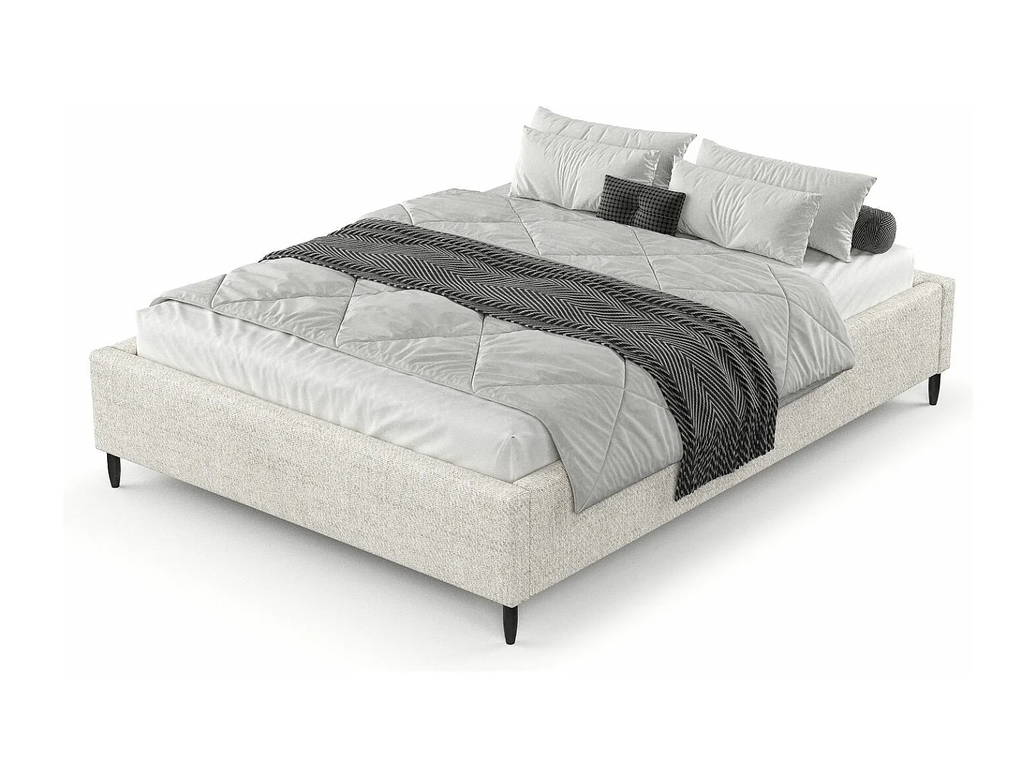 Lit capitonné Larch - 200 x 200 cm - toile tissée - creme