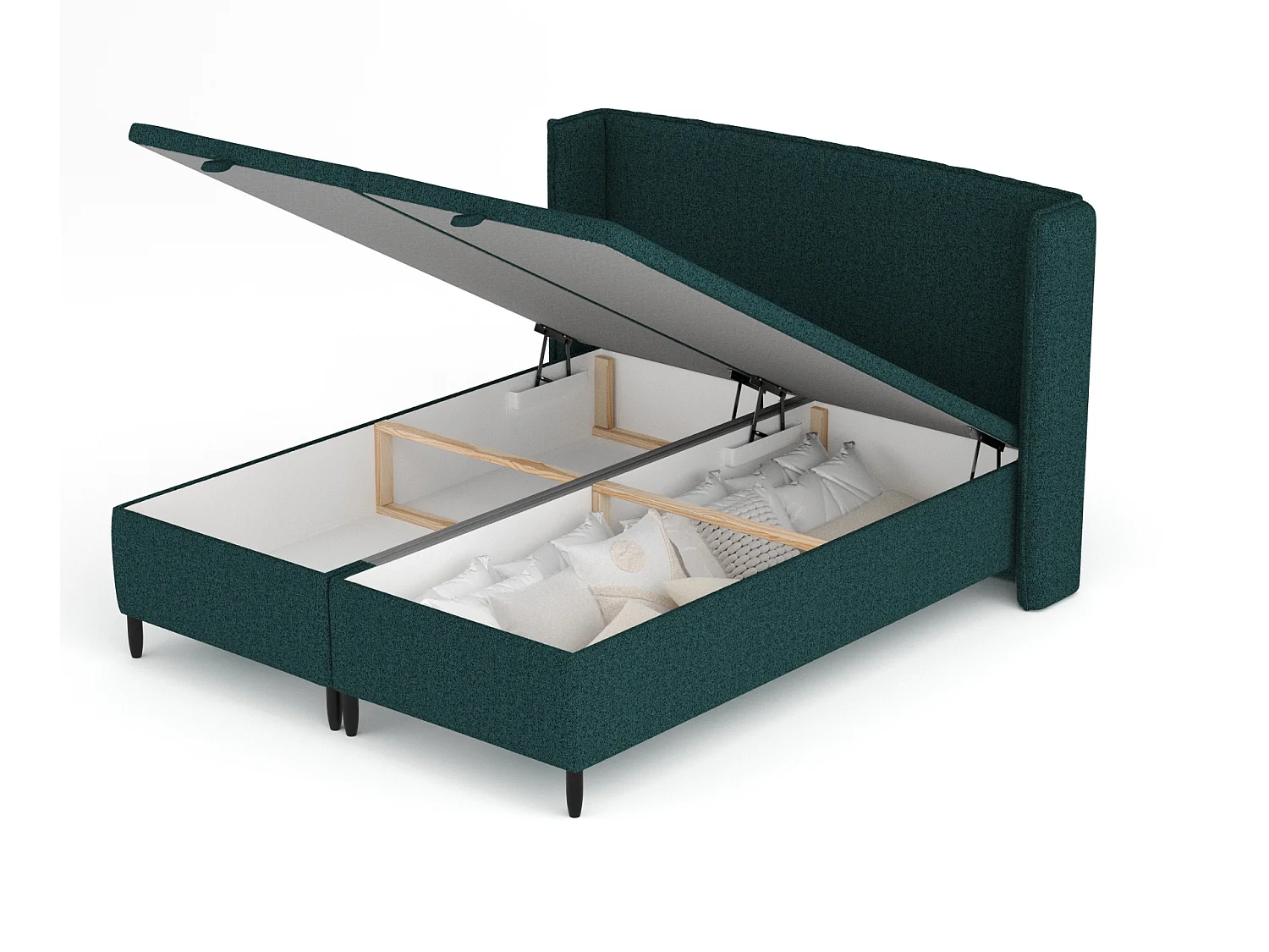 Lit coffre en toile tissée Ritual - 200 x 200 cm - vert