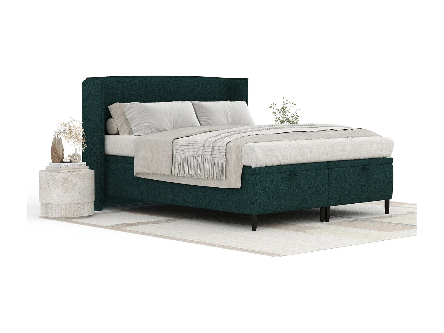 Lit coffre en toile tissée Ritual - 200 x 200 cm - vert