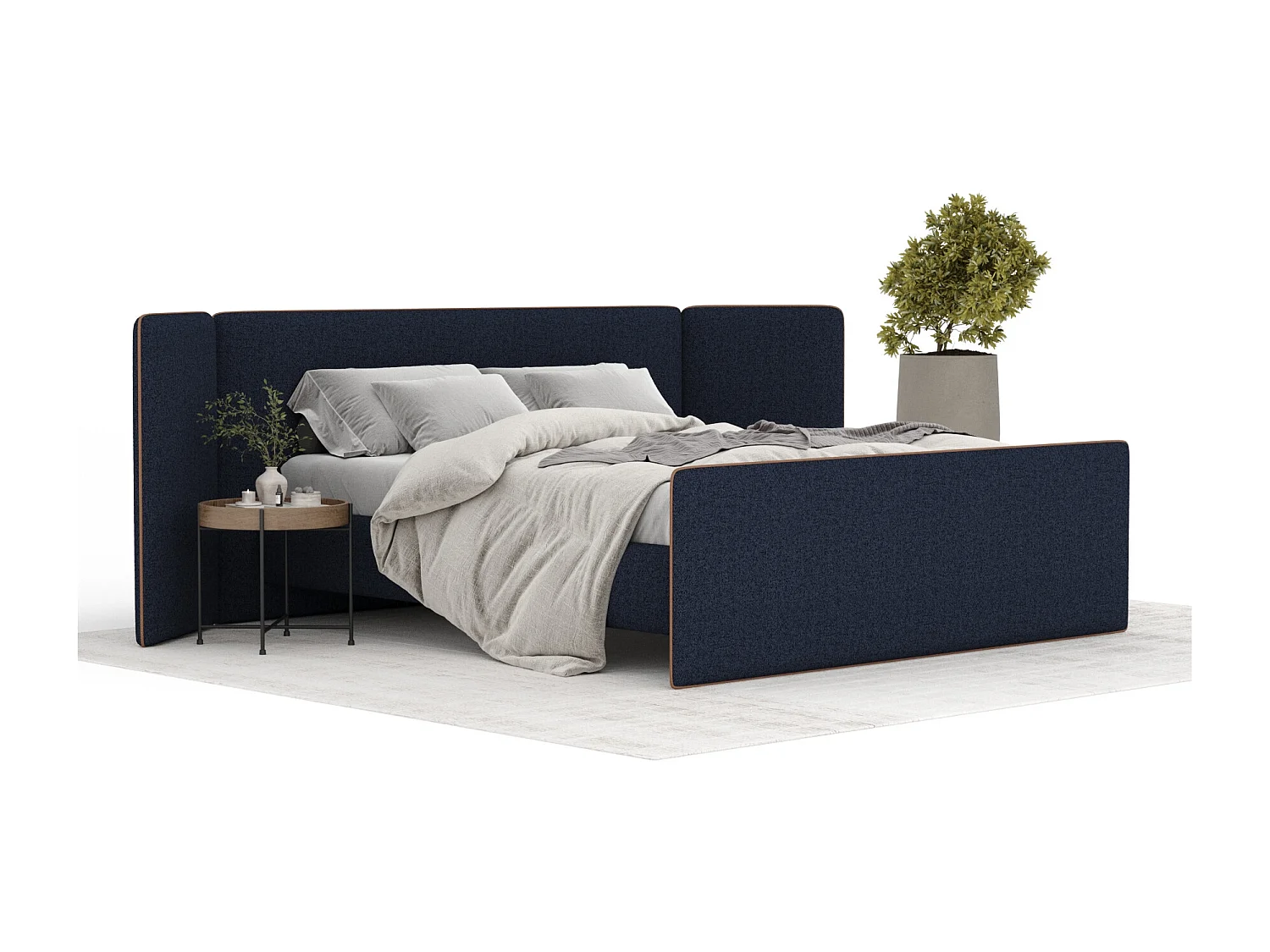 Polsterbett Tokyo - 200 x 200 cm - Webstoff - marineblau