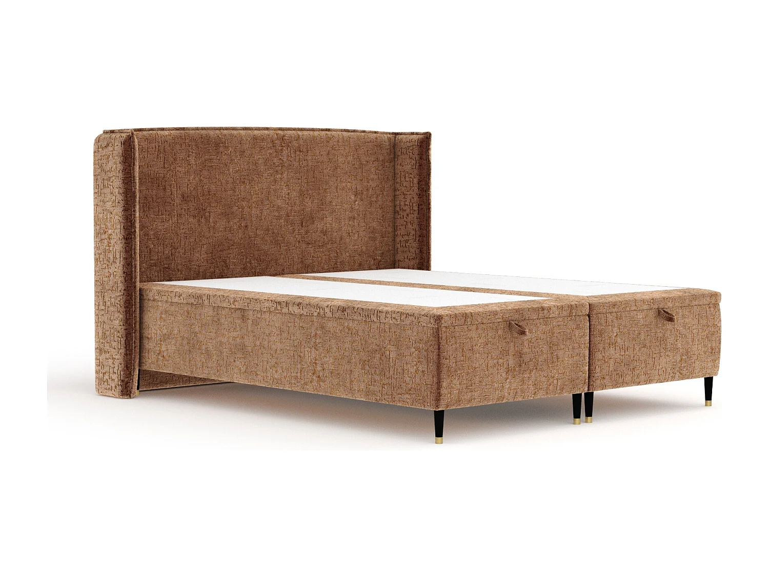 Lit coffre en tissu chenille Ritual - 180 x 200 cm - couleur cuivre