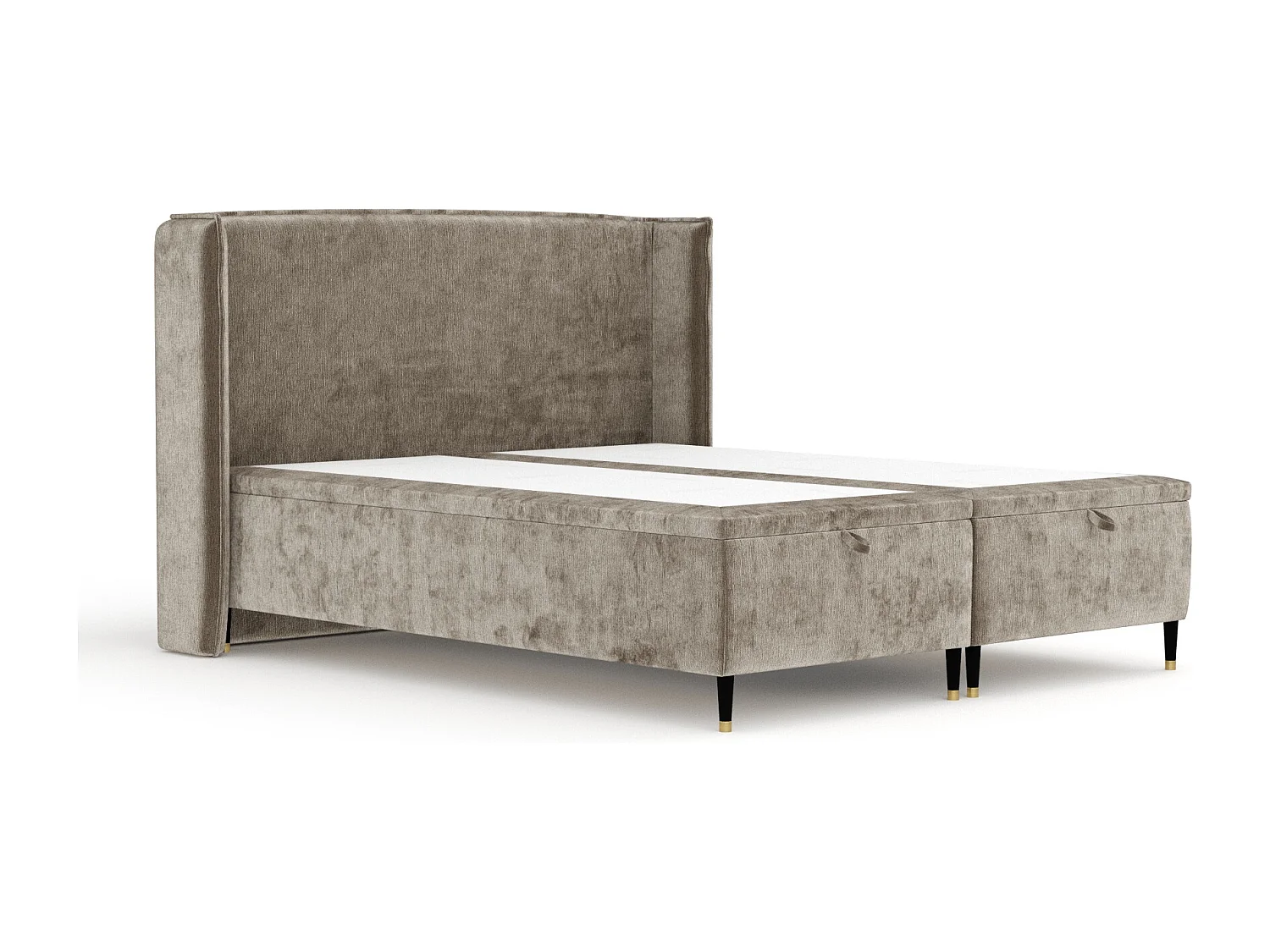 Lit coffre en tissu chenille Ritual - 180 x 200 cm - beige