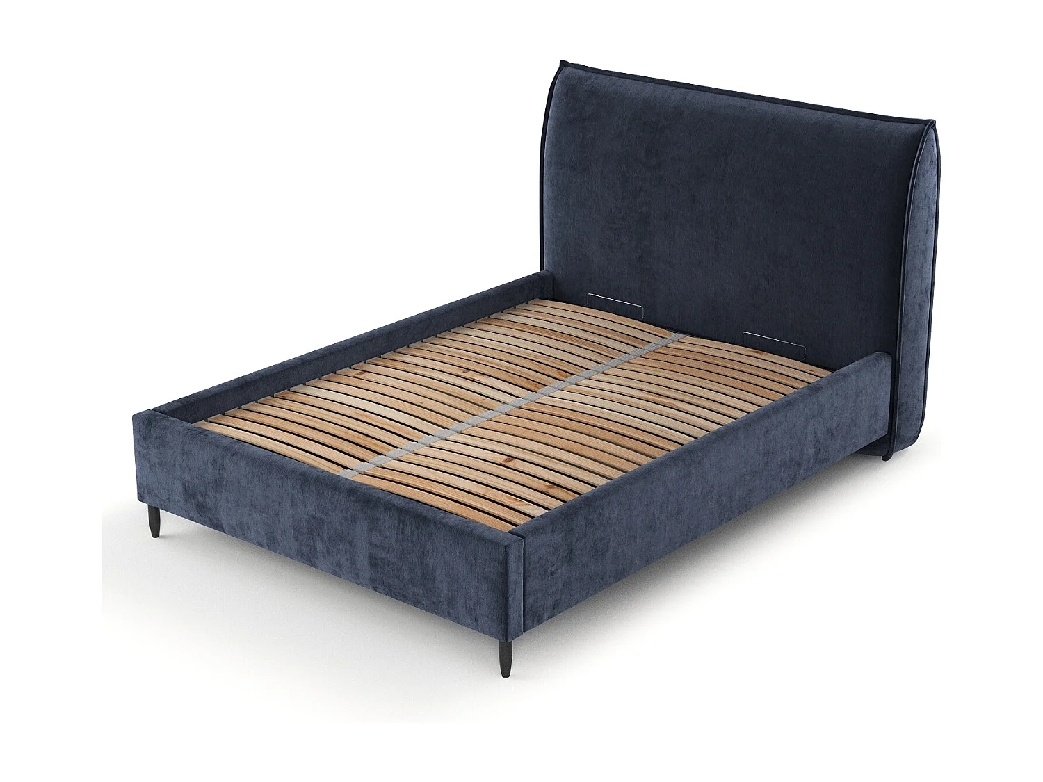 Polsterbett Shell - 180 x 200 cm - Chenille-Stoff - marineblau