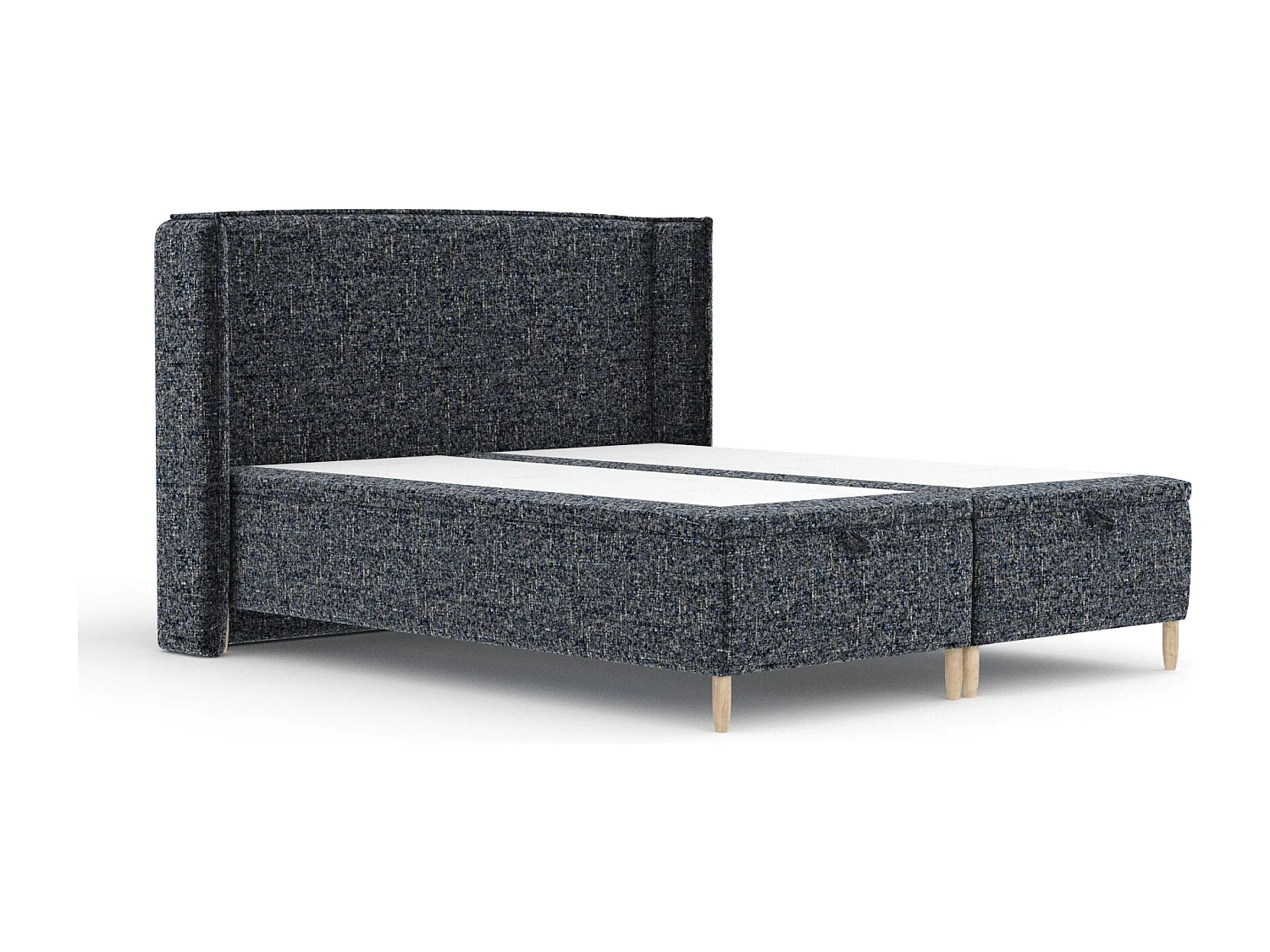 Lit coffre en toile tissée Ritual - 160 x 200 cm - bleu marine