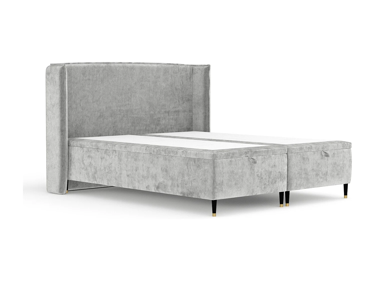 Lit coffre en tissu chenille Ritual - 200 x 200 cm - gris clair