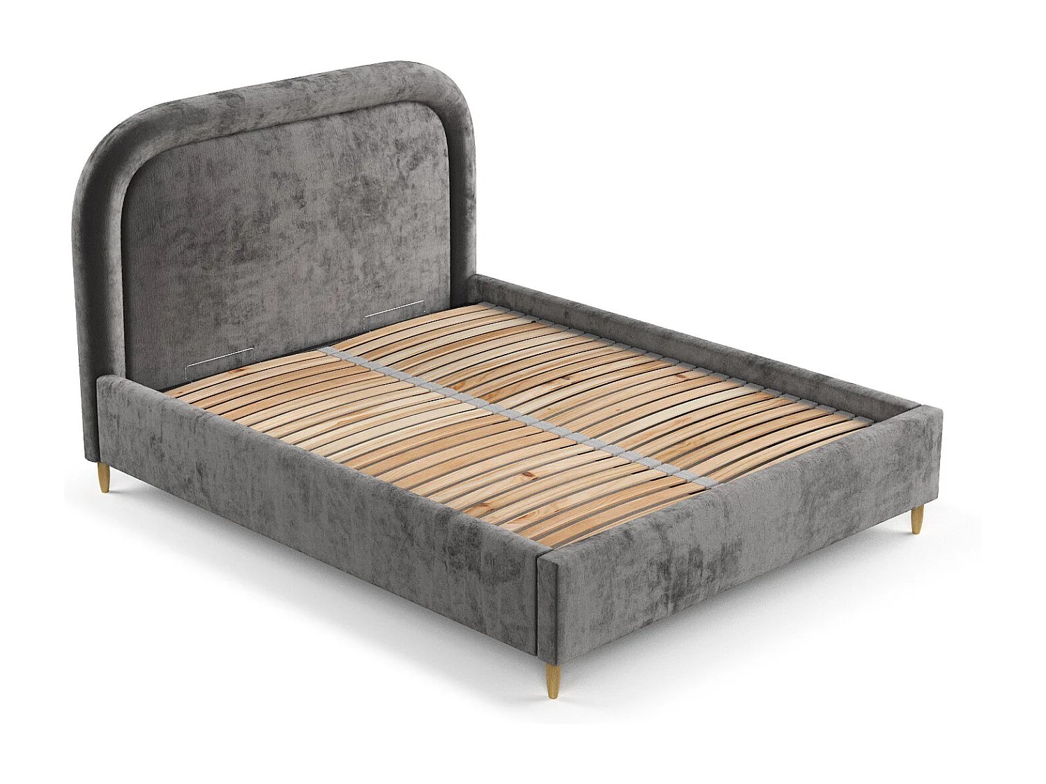 Polsterbett Mija - 160 x 200 cm - Chenille-Stoff - dunkelgrau