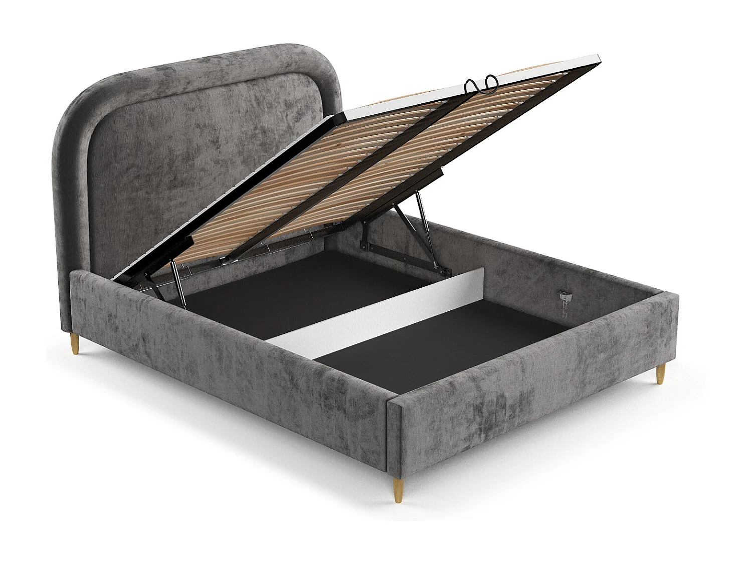 Polsterbett Mija - 160 x 200 cm - Chenille-Stoff - dunkelgrau