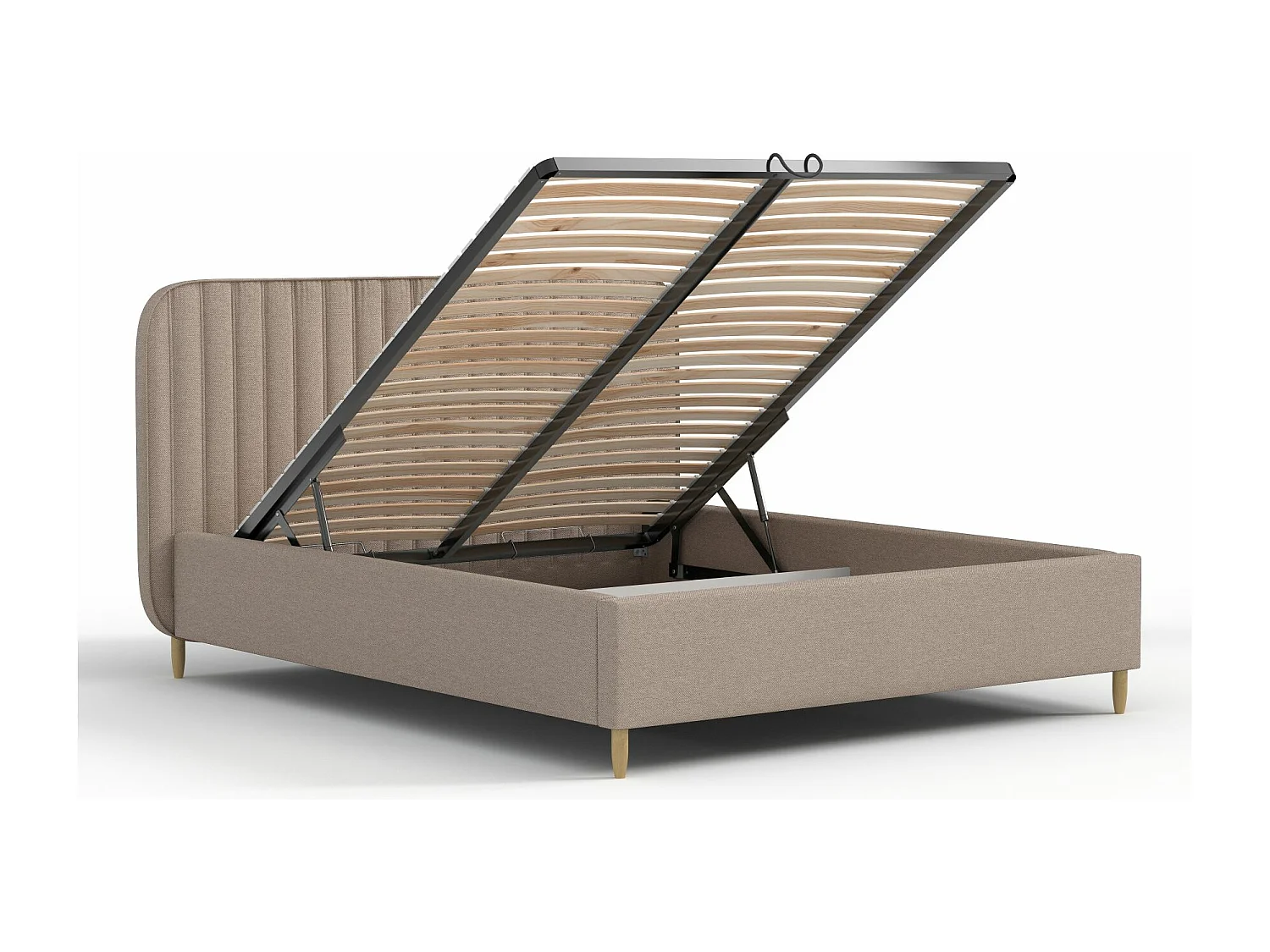 Polsterbett Noto - 180 x 200 cm - Webstoff - hellbraun
