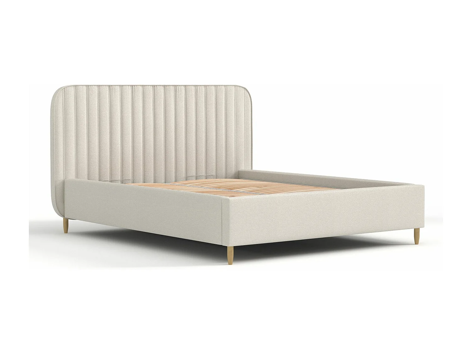 Lit coffre Noto - 180 x 200 cm - toile tissée - beige