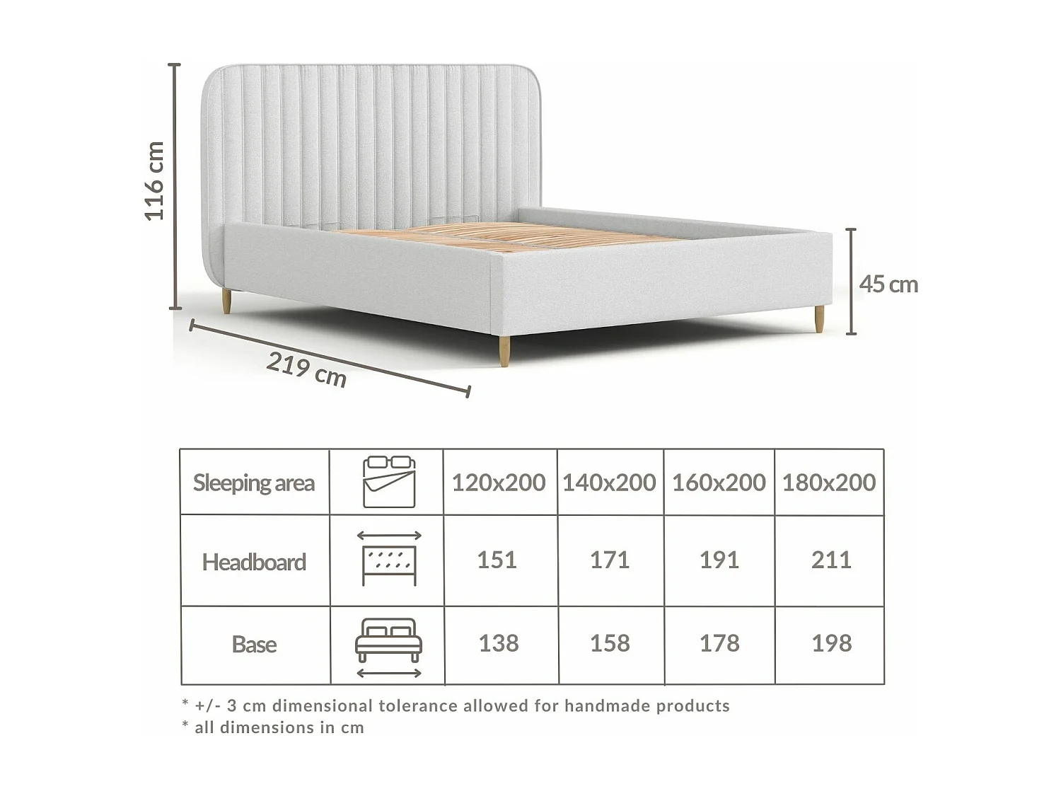 Lit coffre Noto - 180 x 200 cm - toile tissée - beige