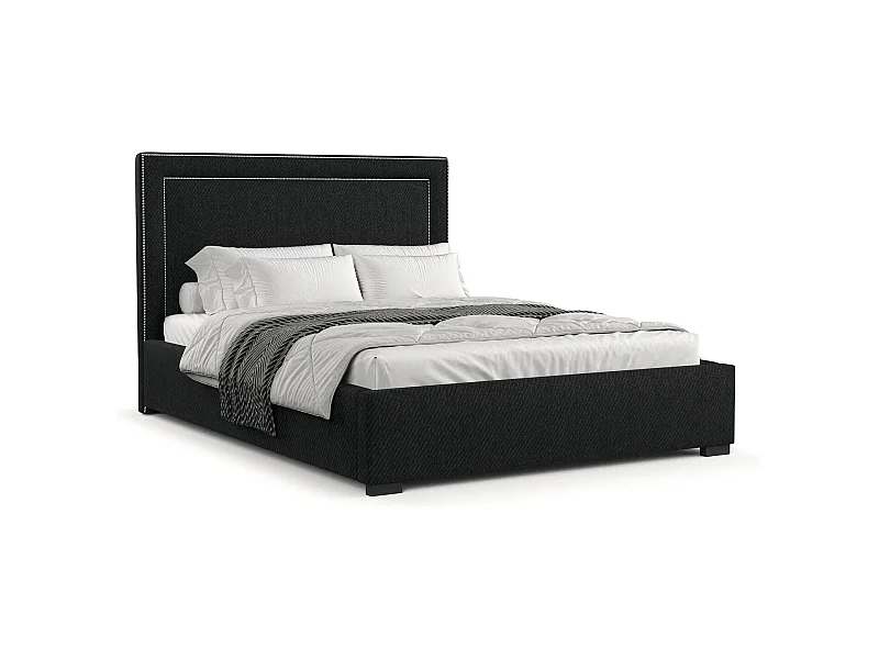 Polsterbett Como - 180 x 200 cm - Webstoff - schwarz